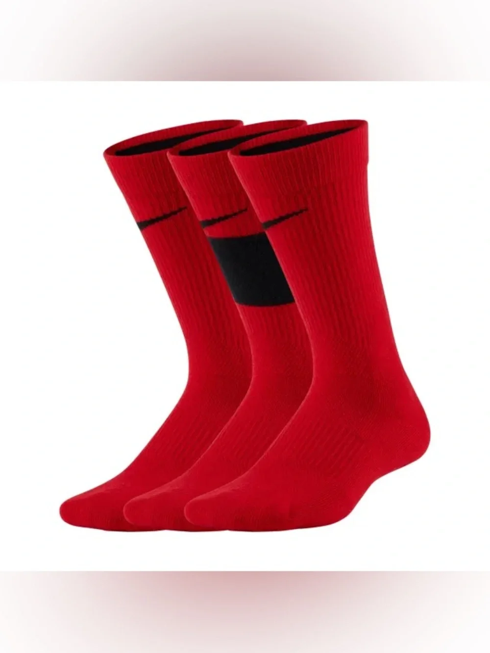 Nike Red Crew Athletic Socks 3-Pack with Black Accents